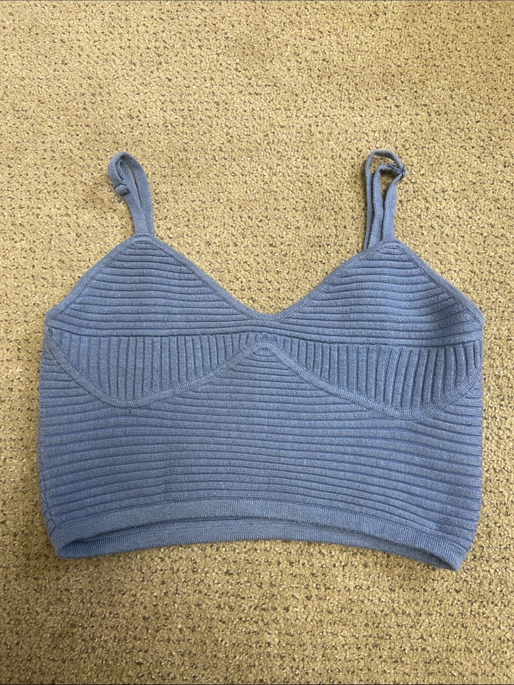aerie Blue Ribbed Cami Crop Top